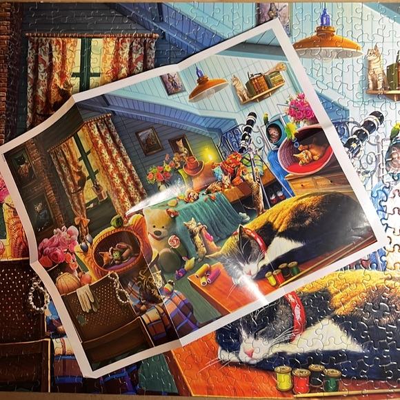 🧩 550 piece Ceaco Paws Gone Wild “Kitten Play” with poster. Adorable. Complete. - Picture 3 of 12